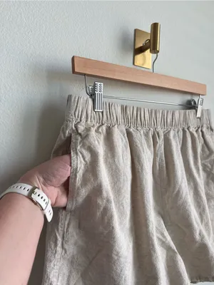 Rhythm Classic Beach Shorts Sand Linen Cotton Elastic Waist Size 10 thumbnail 4