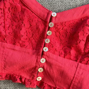 Free People Pink ButtonUp Lace Cropped Top thumbnail 2