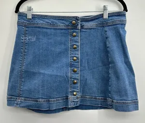 Free People Button Front Denim Skirt Size 10 thumbnail 1