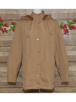 VTG London Fog Jacket Womens 10 Tan Brown Hooded Rain Coat Weatherwear Zip Liner thumbnail 4