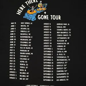 Comfort Colors NWOT! Wyatt Flores "Here There + Gone Tour" Black Concert Tee Band T-shirt Sz M thumbnail 3