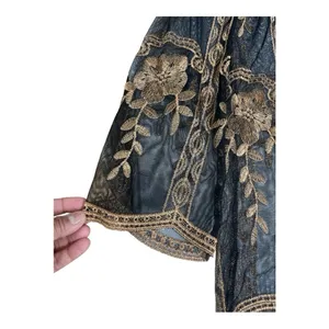 Haute Monde Kimono Duster Robe Jacket Women Size L Bronze Embroidery Boho Retro thumbnail 10