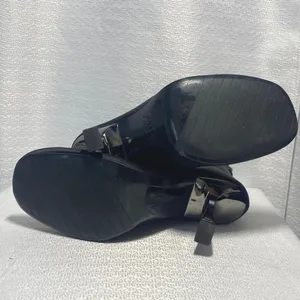Zara Black Fabric Sock Boots Metallic Stiletto Heel Ankle Booties EU 38 3108/710 thumbnail 5