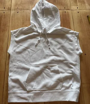 Z by Zella White Ribbed Sleeveless‎ Hoodie Vest Womens Small thumbnail 1