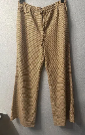 Anthropologie Maeve Classic Women's Houndstooth Wide-Leg Pants in Tan NWOT thumbnail 1
