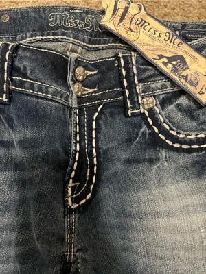 Miss Me jeans Y2k low rise boot cut NWT saddle stitching‎ gemstones 31 RARE thumbnail 8