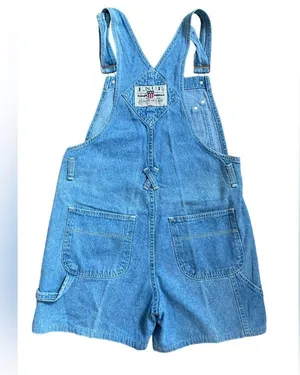 Vintage E.N.U.F Blue Denim Jeans Cargo Short Overalls Women’s Size Medium thumbnail 5