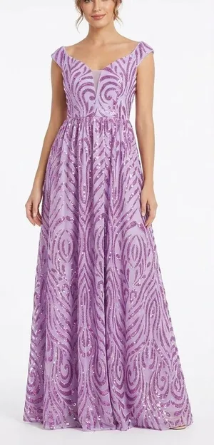Lavender Sequin Maxi Dress with V thumbnail 1