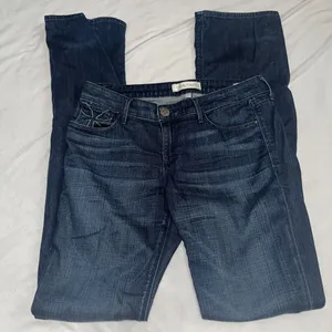 Habitual Gryphon Mini Boot Jeans Sz 28 Celtic Cross Pocs Dark MSRP $170 thumbnail 5
