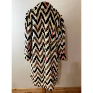 Autumn Adeigbo Faux Fur Chevron Wednesday Long coat WOMENS 4 thumbnail 5