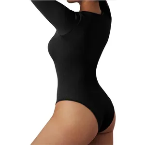 NEW Ribbed Seamless Square Scoop Notch Neck Bodysuit XL thumbnail 2