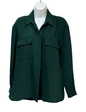 Wilfred Aritzia Forest Green Utility Button Up Shirt Blouse Size 1 PHR4-20059-40 thumbnail 1