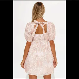 Davina Jacquard Babydoll Mini Dress - Blush thumbnail 2