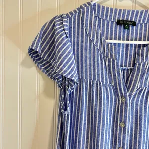 For Cynthia Striped Blue Midi Dress size S.55% LINEN 45% VISCOSE thumbnail 5