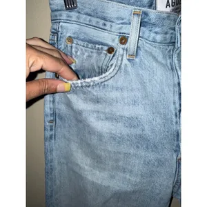 AGOLDE Riley High Rise‎ Straight Crop Jeans Light Wash Distressed Blue Size 25 thumbnail 5