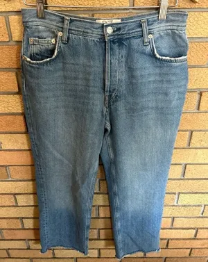 We the Free Free People Maggie Mid Rise Straight Leg Jeans Denim Crop Size 27 thumbnail 1