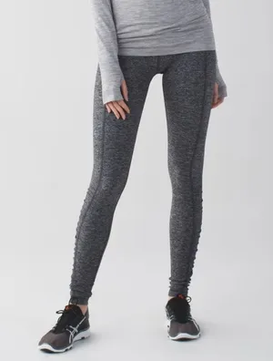 Lululemon Run Turn Around Tight Heathered Black Womens Size 8 Athleisure Running thumbnail 1