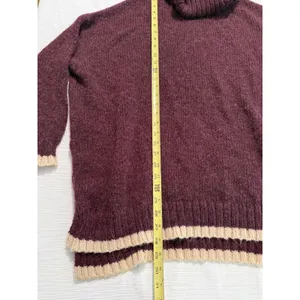 Matty M Womens Small Burgundy‎ Wool Alpaca Blend Oversized Turtleneck Sweater thumbnail 2