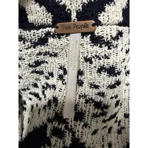 Free People Mandella‎ Intarsia Cardigan Knit Jacket Black/White Women's Size Lg thumbnail 14