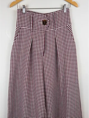 Space Simona Corsellini Houndstooth Wide Leg Palazzo Pants IT 42 Red Black thumbnail 3