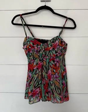 Fit4U Women’s 8 Patterned Tankini Swim Top Summer Beach Pool thumbnail 1