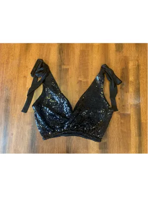 Forever 21 Black Sequin Crop Top Size XS thumbnail 8