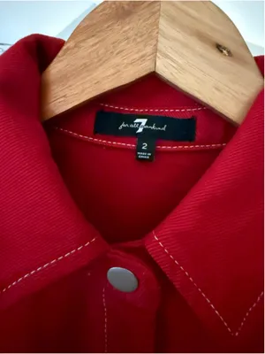 Women's 7 For All Mankind Red Denim Dress , Size 2 thumbnail 5