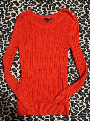 2000s vintage 2012 Banana Republic whimsical bohemian orange knitted sweater thumbnail 3