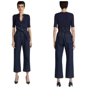 3x1‎ Kelly Paperbag Waist Dark Denim Crop Jeans Size 32 thumbnail 2
