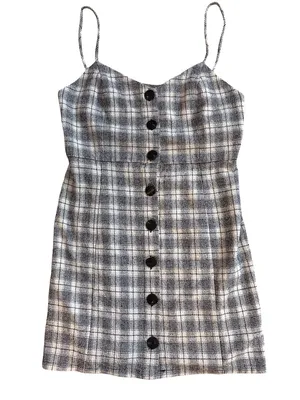 Zara Black and White Plaid Spaghetti Strap Dress thumbnail 1
