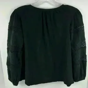 Linda Leal Women's Black Peasant Blouse‎ Long Sleeve Size S thumbnail 4