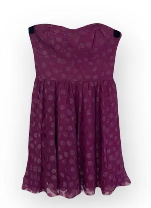 new Guess 𖦹 Chiffon Strapless Polka Dot Cocktail Dress 𖦹 Amethyst Purple 𖦹 thumbnail 9