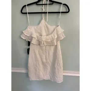 Lulus Halter White‎ purely simple ruffle mini Dress Size Small NWT thumbnail 4