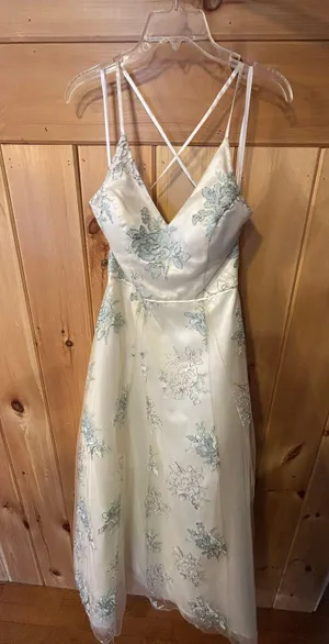 JCPenney Cream And Mint Green Prom Dress thumbnail 4