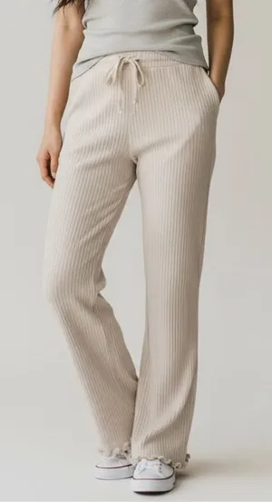 For Days Cotton Cream Ribbed loungewear comfort casual minimalist Pants thumbnail 1