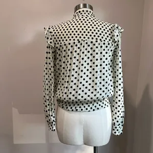 Blu‎ Pepper Spot Dotted Up Long Sleeve Blouse Size M thumbnail 4