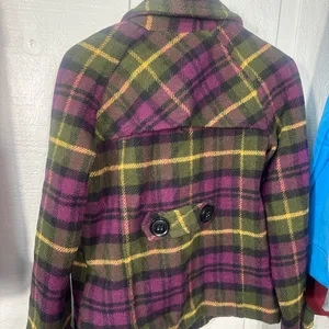 Aeropostale Y2K Plaid Wool Pea Coat Size Small EUC thumbnail 6