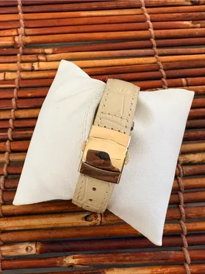 Premier Designs Gold-Tone Case Watch Cream Strap and White Dial Needs Battery thumbnail 3