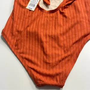 Flawed NWT One-Piece Swimsuit Orange‎ Kona Sol sz medium 8-10 bathing suit thumbnail 5