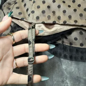 Fossil Polka Dot Tulle Mini Dress S Tan‎ Black Whimsigoth Homecoming Dark Fairy thumbnail 13