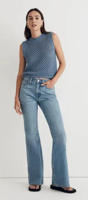 Madewell Light Wash High Rise Baggy‎ Flare Jeans thumbnail 1