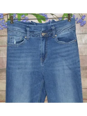 Rockin C Jeans Womens 28 Bell Bottom Flare Highrise Paper Bag Waist Retro Rodeo thumbnail 2
