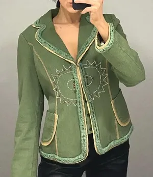 Misomiso Vintage Y2K Linen Bead Embroidered Jacket thumbnail 2