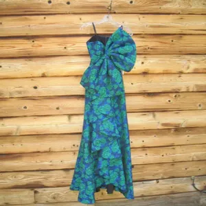 NWT Mac Duggal 27593 Strapless Brocade Oversize Bow Ruffle Fitted Gown 6 thumbnail 7