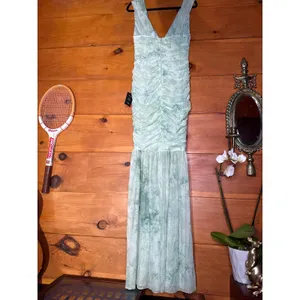 NWT Lulus Jamie Mint Green Floral Mesh Sheer Hem Maxi Dress Gala Banquet Sz L thumbnail 8