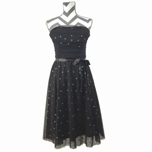 BCBGMaxAzria Dark Brown Gold Swiss Dot Strapless Party Dress - Size M thumbnail 2