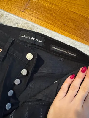 Denim Forum Aritzia Jeans Arlo Straight Black The High-Rise Eyeliner 28 Long thumbnail 3