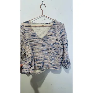 MADEWELL Blue White V- Neck Long Sleeve Cotton Sweater size Extra Large thumbnail 6