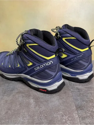 Salomon X Ultra Wide GTX Women's Wide Waterproof Hiking Boots Blue/Yellow Sz 10 thumbnail 10
