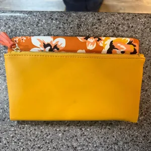 Rachel Pally Yellow Reversible Fold-Over Clutch with Orange Floral Panel thumbnail 7